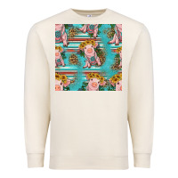 Sandshell turquoise baby pig seamless pattern Premium Sweatshirt - HRA Design Shop