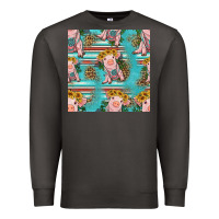 Smoke turquoise baby pig seamless pattern Premium Sweatshirt - HRA Design Shop