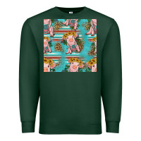 Sports Green turquoise baby pig seamless pattern Premium Sweatshirt - HRA Design Shop
