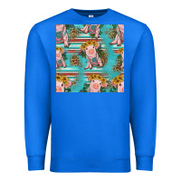 True Royal turquoise baby pig seamless pattern Premium Sweatshirt - HRA Design Shop