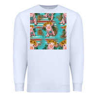 White turquoise baby pig seamless pattern Premium Sweatshirt - HRA Design Shop