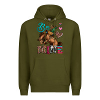 Army Green be mine cowboy rodeo valentines day Premium Hoodie - Jasminsmagicworld
