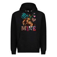 Black be mine cowboy rodeo valentines day Premium Hoodie - Jasminsmagicworld