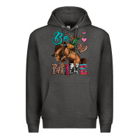 Charcoal Heather be mine cowboy rodeo valentines day Premium Hoodie - Jasminsmagicworld
