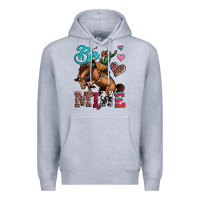 Heather Grey be mine cowboy rodeo valentines day Premium Hoodie - Jasminsmagicworld