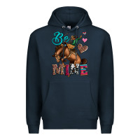 Navy be mine cowboy rodeo valentines day Premium Hoodie - Jasminsmagicworld