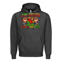 Charcoal Heather juneteenth free ish since 1865 Zipper Hoodie - texasbilliewilder