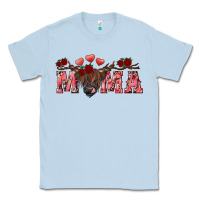 Dusty Blue Valentine's day mama black highland cow Classic Tee - RanaPortraitStore