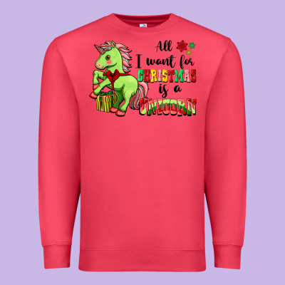 All I Want For Christmas Is A Unicorn Premium Sweatshirt Designed By Fadigitalartstudio