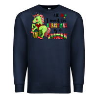 Navy All I Want For Christmas Is A Unicorn Premium Sweatshirt - FaDigitalArtStudio