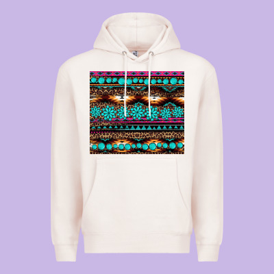 Leopard Aztec Turquoise Jewelry Premium Hoodie Designed By Barkaloodesign