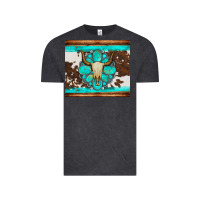 Vintage Black bull skull and turquoise cowhide tumbler Vintage Tee - Artiststas