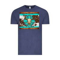 Vintage Denim bull skull and turquoise cowhide tumbler Vintage Tee - Artiststas