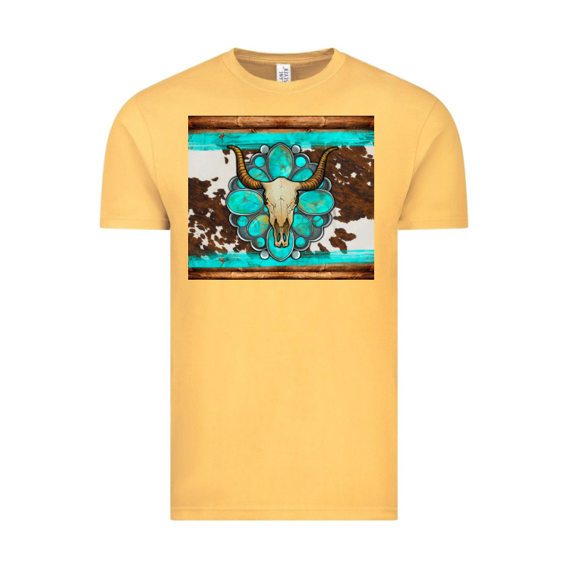 Bull Skull And Turquoise Cowhide Tumbler Vintage Tee by Artiststas | Teevron