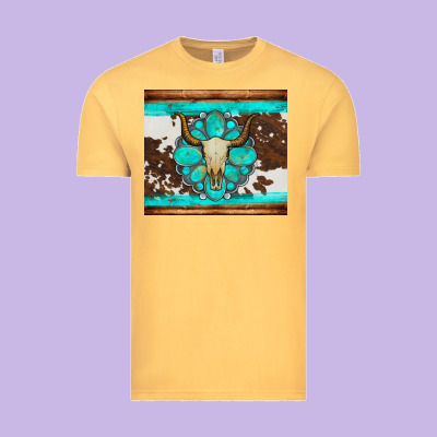 Bull Skull And Turquoise Cowhide Tumbler Vintage Tee Designed By Artiststas