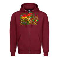 Burgundy juneteenth heart Zipper Hoodie - texasbilliewilder
