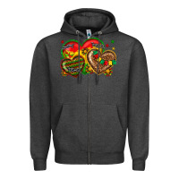 Charcoal Heather juneteenth heart Zipper Hoodie - texasbilliewilder