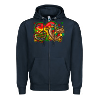 Navy juneteenth heart Zipper Hoodie - texasbilliewilder