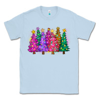Dusty Blue christmas trees and lights Classic Tee - Zillion Design Studio