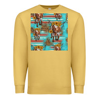 Antique Gold longhorn bull seamless pattern Premium Sweatshirt - HRA Design Shop
