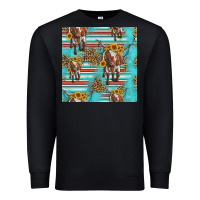 Black longhorn bull seamless pattern Premium Sweatshirt - HRA Design Shop