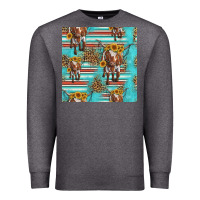Charcoal Heather longhorn bull seamless pattern Premium Sweatshirt - HRA Design Shop
