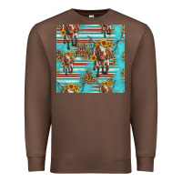 Chestnut longhorn bull seamless pattern Premium Sweatshirt - HRA Design Shop