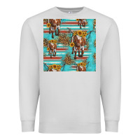 Dove Grey longhorn bull seamless pattern Premium Sweatshirt - HRA Design Shop