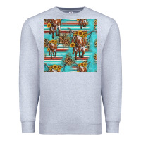 Heather Grey longhorn bull seamless pattern Premium Sweatshirt - HRA Design Shop