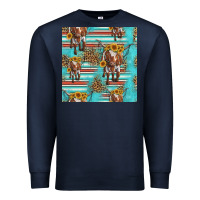 Navy longhorn bull seamless pattern Premium Sweatshirt - HRA Design Shop