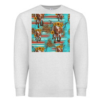 Oatmeal Heather longhorn bull seamless pattern Premium Sweatshirt - HRA Design Shop