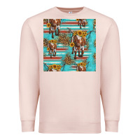 Pale Pink longhorn bull seamless pattern Premium Sweatshirt - HRA Design Shop