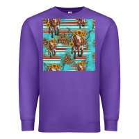 Purple longhorn bull seamless pattern Premium Sweatshirt - HRA Design Shop