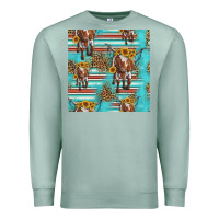 Seafoam longhorn bull seamless pattern Premium Sweatshirt - HRA Design Shop