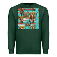 Sports Green longhorn bull seamless pattern Premium Sweatshirt - HRA Design Shop