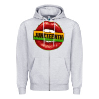 Heather Grey juneteenth lips Zipper Hoodie - texasbilliewilder