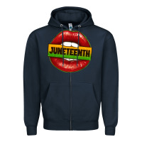 Navy juneteenth lips Zipper Hoodie - texasbilliewilder