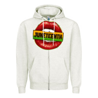 Oatmeal Heather juneteenth lips Zipper Hoodie - texasbilliewilder