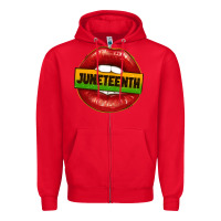 Red juneteenth lips Zipper Hoodie - texasbilliewilder