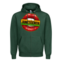 Sports Green juneteenth lips Zipper Hoodie - texasbilliewilder