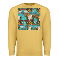 Antique Gold charolais cow seamless pattern Premium Sweatshirt - HRA Design Shop