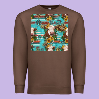 Charolais Cow Seamless Pattern Premium Sweatshirt Designed By Hra Design Shop