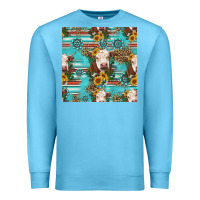 Ocean Blue charolais cow seamless pattern Premium Sweatshirt - HRA Design Shop