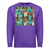 Purple charolais cow seamless pattern Premium Sweatshirt - HRA Design Shop