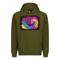 Army Green tie dye leopard glitter background Premium Hoodie - Jasminsmagicworld