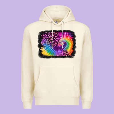 Tie Dye Leopard Glitter Background Premium Hoodie Designed By Jasminsmagicworld
