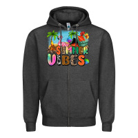 Charcoal Heather summer vibes camp Zipper Hoodie - Zillion Design Studio