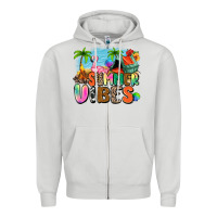 Dove Grey summer vibes camp Zipper Hoodie - Zillion Design Studio