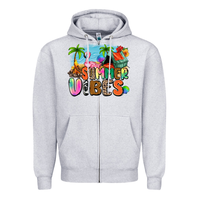 Summer Vibes Camp Zipper Hoodie by Zillion Design Studio | Teevron