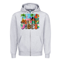 Heather Grey summer vibes camp Zipper Hoodie - Zillion Design Studio